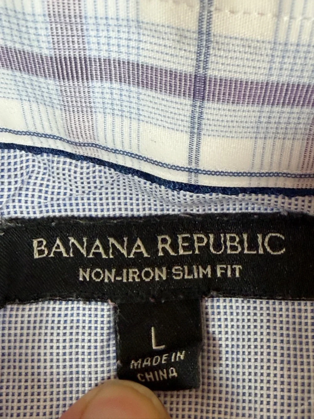 Banana Republic Lavender and White Plaid Dress Shirt